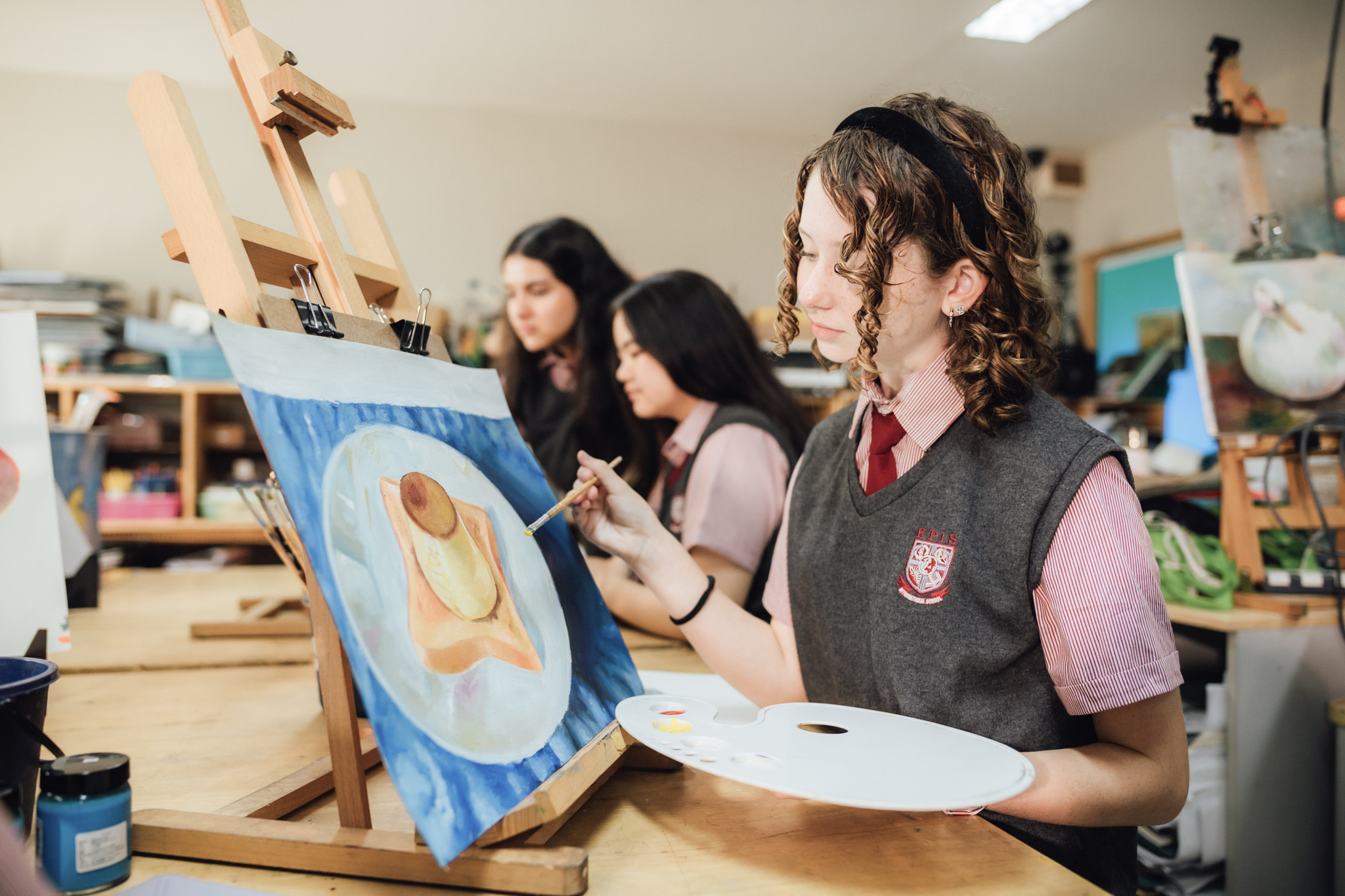 KPIS students exploring their creativity in an art lesson